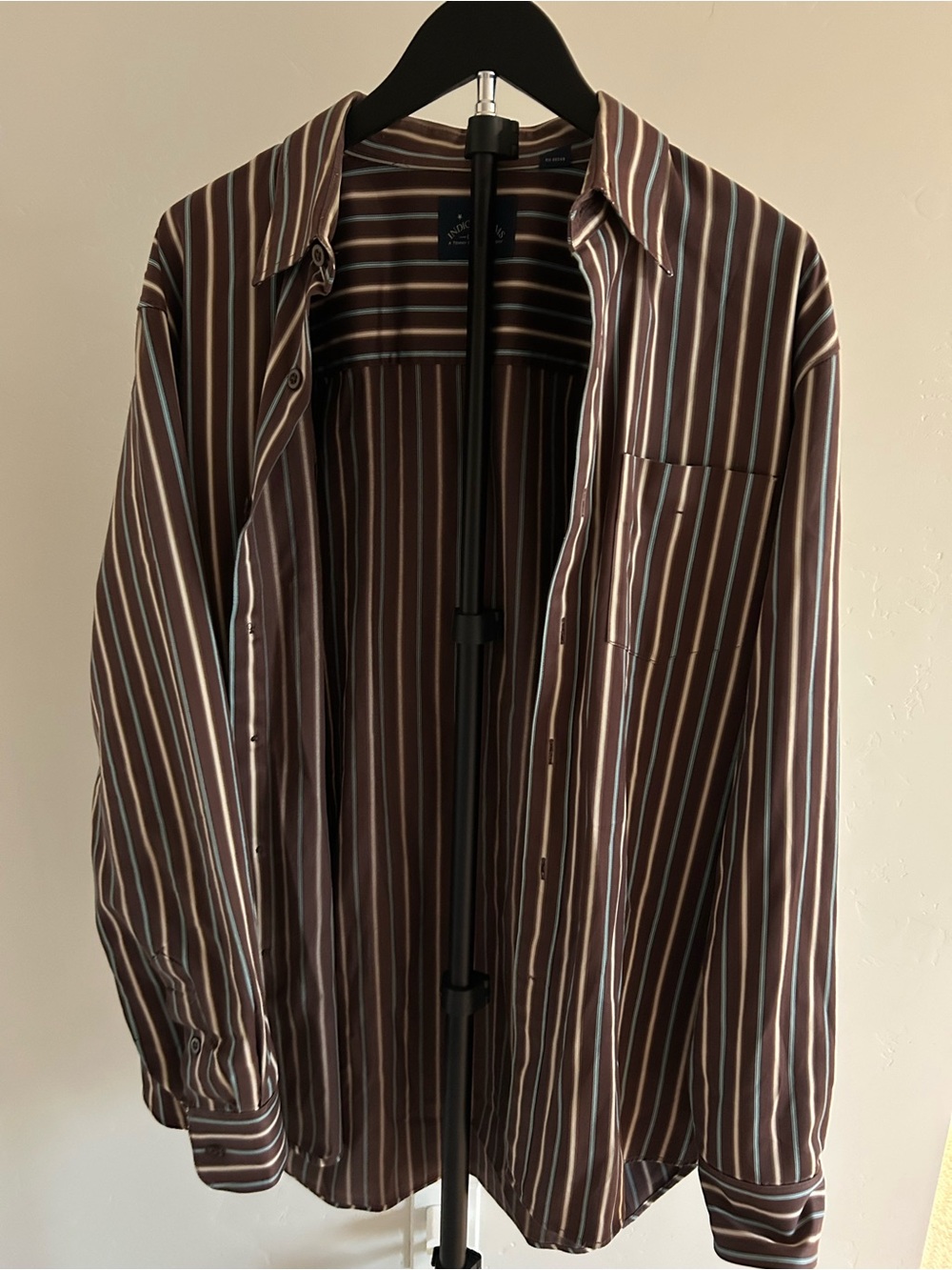 Indigo Palms Tommy Bahama Brown Striped Button Down Shirt Y2K